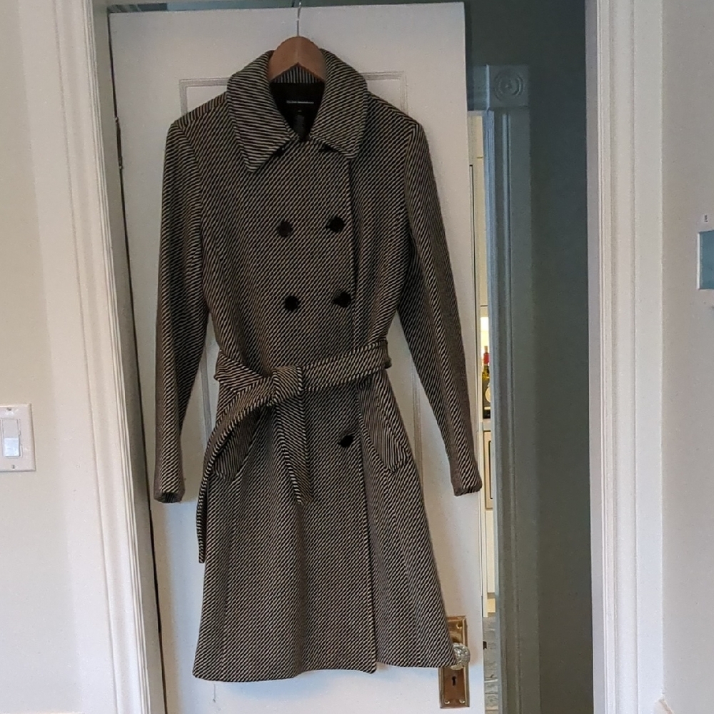🇨🇦Club Monaco Black & White Wool Herringbone Coat